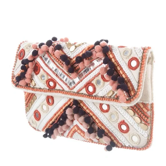 Anthropologie Clements Ribeiro Embelished Canvas Clutch - Picture 2 of 5
